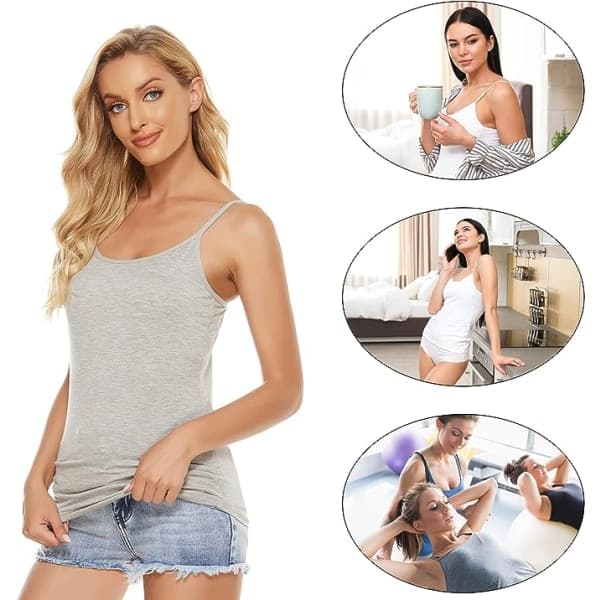 IC 5 st Basic Camisole Justerbar Camisole Spaghetti Strap Linne för kvinnor och flickor (stor)