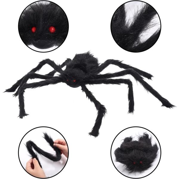 IC 6-osainen Halloween-hämähäkkikoriste, jättihämähäkki punaisin silmin, Halloween sisä- ja ulkotilojen juhlat, piha, nurmikko, puutarha