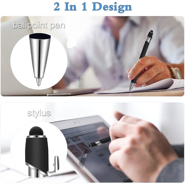 IC 12 delar kulspetspenna med pennspets, 1,0 mm svart svart metallpenna styluspenna för pekskärmar, kulspetspenna