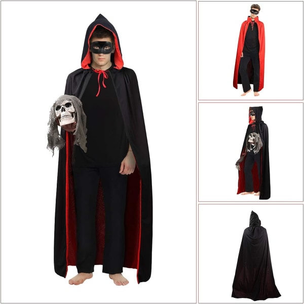 IC CLISPEED Halloween Kappe Vampyr Cosplay Kostume Vendbar Hættekappe med Maskerademaske