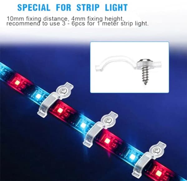 35 monteringsklips for LED-strips - vanntett og skruer inkludert