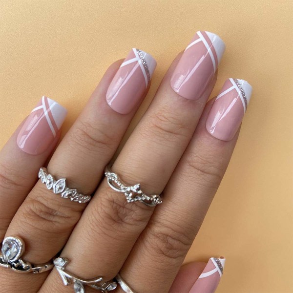 IG Feilisa French Fake Nails Kort kokeilu Nails Square Crystalilta