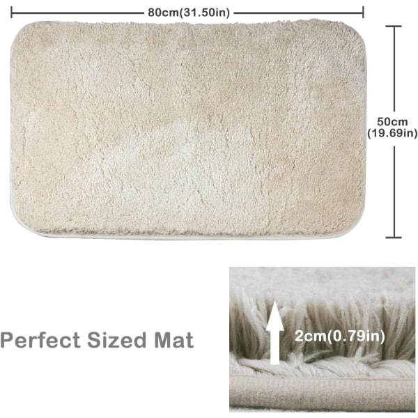 IC Mikrofiber Shag Halkfri Badematte, Maskinvaskbar Gulvmatte