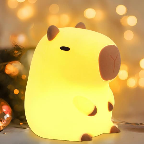 Søt Capybara Silikon LED Dyre Nattlampe USB Oppladbar Timer Dimmbar For Soveromsdekor