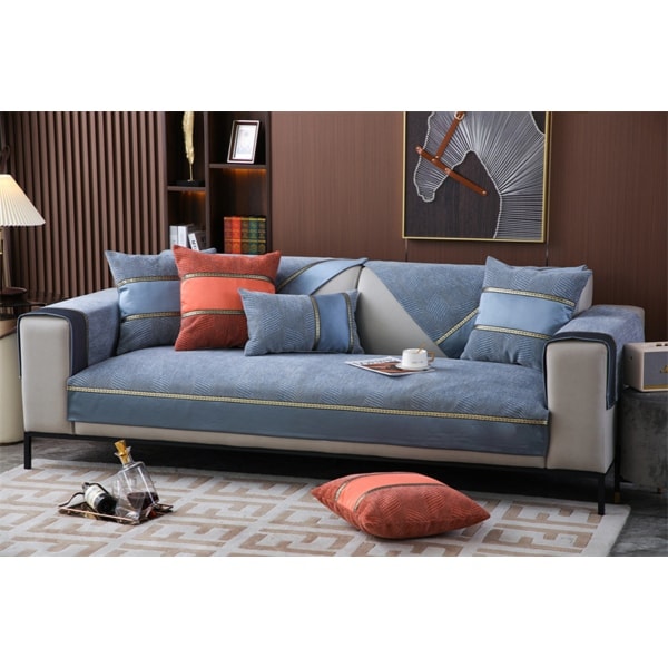 IC Skridsikker Sofa Betræk i Farveblokke i Moderne Minimalistisk Stil Lyseblå 90*180cm