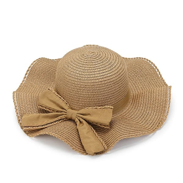 IC Kvinders sommer solhatte Wave Rim Cap Halm bånd Flue Dame Khaki