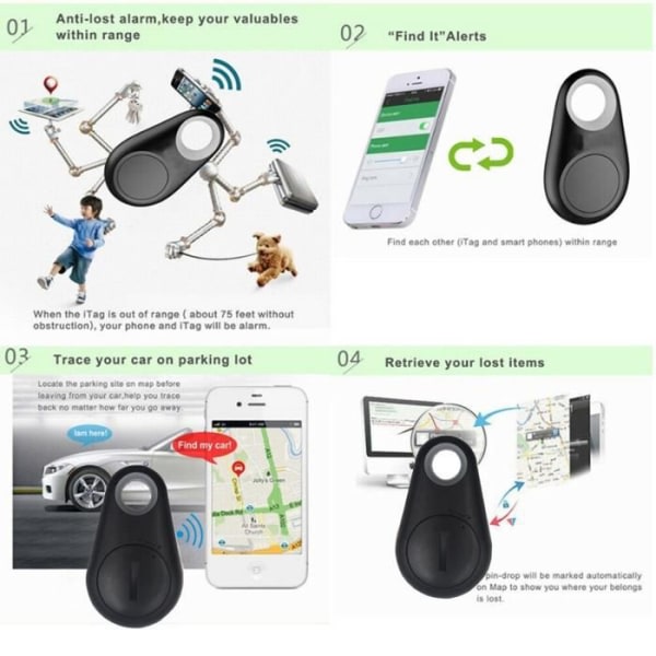 TD® 5-i-1 fløyte-nøkkelring, Bluetooth 4.0 - Multifunksjonsnøkkelring-fløyte, lokalisering... IC