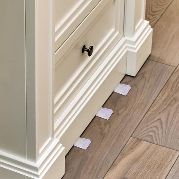 8 PVC Bordafstandsstykker - 4,8*2,8*1 cm, Gennemsigtig - Møbeludjævner, Kileudjævner - til Skab, Sofa