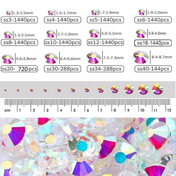 IC Flat Back Nagelkrystaller, Glaskrystal Rhinestones Til Håndværk Negle Danskostumer