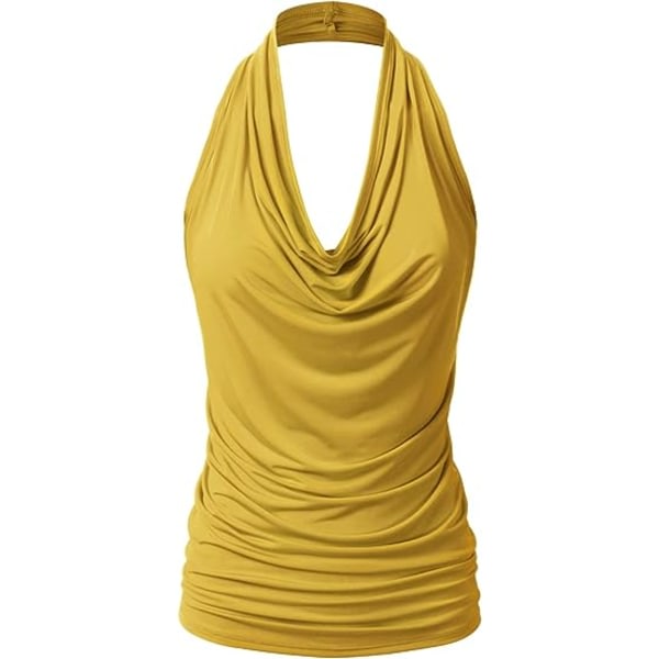 IC Damer Casual Halter Neck Draperad Fram Sexy Ryggløs Tanktopp (Stor)