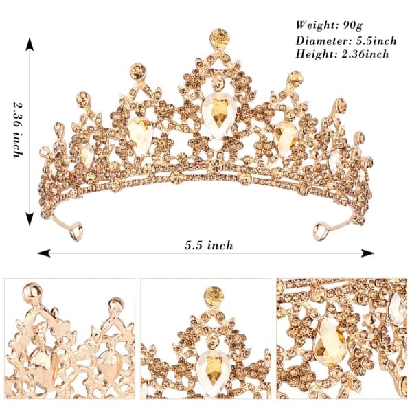 IC Rose Gold Tiara og Kroner for Kvinner Bursdagskrone for Jenter