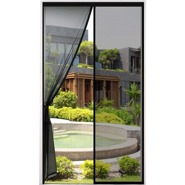 IC THICKEN Myggnætsdør 120x220cm Meget tæt magnetisk mesh, flug- og insektsafvisende gardin sort