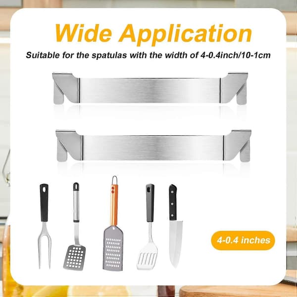 Stekspadehållarklämmor, verktygsställ i 304 rostfritt stål för Blackstone Flat Top-grillar, enkel installation, silver, 2-pack