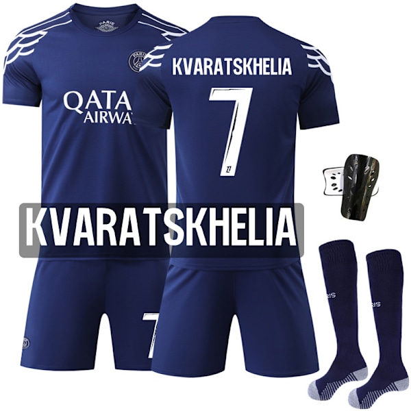 -25 nya sportdräkter 10 Dembele klubb fotbollskläder Nr 30 Messi Paris tre bortamatcher Size 7 Sock Protectors #XS