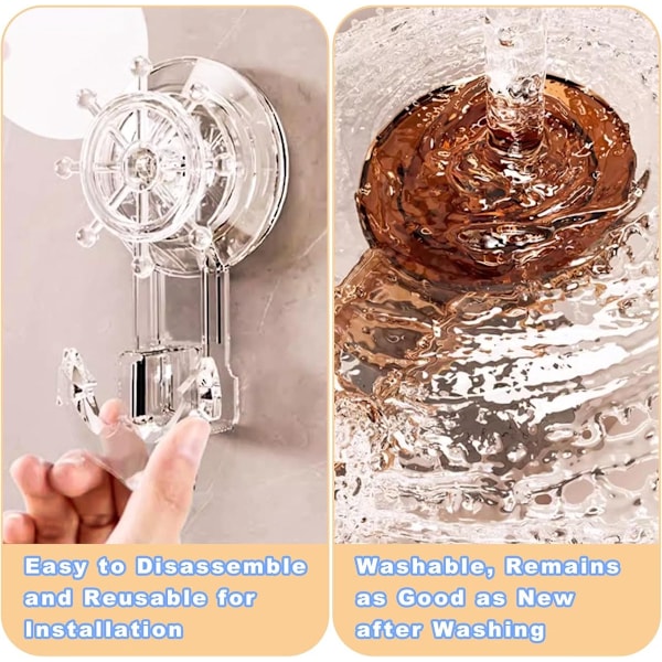 Sugkoppskrokar, 2-pack, Båtankareform, Bärnsten, för Glas & Badrum