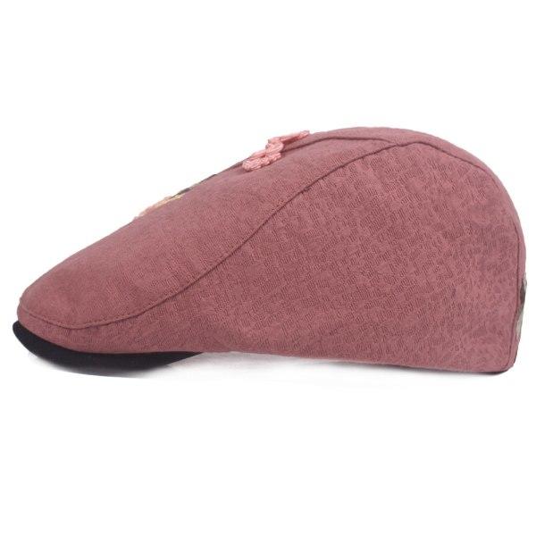 Kvindes Mænds Basker Hat Kinesisk Stil Peaked Cap Retro Spænde Advance Hats Bomuld Linned Hat Vinrød Justerbar