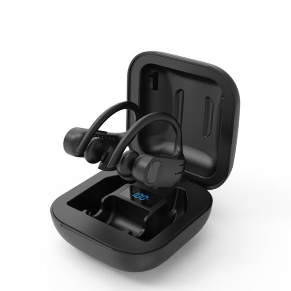 IC Trådlösa hörlurar Bluetooth hörlurar 5.0 True Wireless Sport-hörlurar Inbyggd mikrofon In Ear Running Headset med öronkrokar Laddning