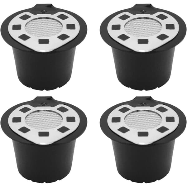 4-pack Återfyllningsbara Kaffekapslar - Tål Diskmaskin - Med Lock i Rostfritt Stål