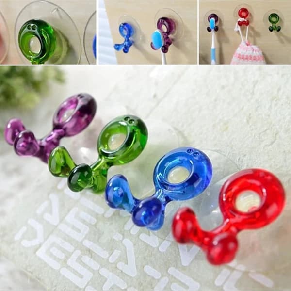 Toothbrush Holder with Suction Cup, Towel Hanger, Reusable Drill-Free Hooks, Suction Cup Hooks for Kitchen, Bathroom, Home
