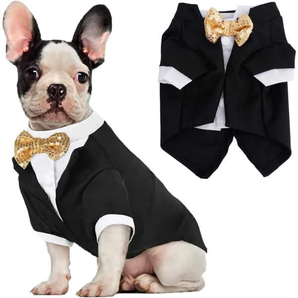 IC Formella hundkläder Skjorta Dräkt Bröllopsklädsel Fest fluga kostym, hundkläder för små medelstora hundar Katter, Halloween husdjur (M)