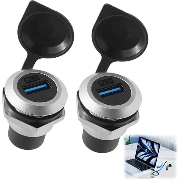 Dele USB 3.0 Panel Socket, Rund Tryk Konverter, Indbygget Gevindmonteringsadapter 5Gbps USB3.0 Hun, USB Auto Forsænket