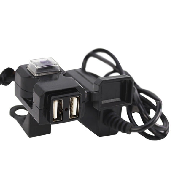 IC Vandtæt Dobbelt USB 12V Motorcykel Styreoplader Stik med Sort One Size