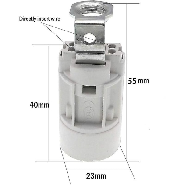 E14 Flame Bulb Base, Termoplast, Sort, Ses 52 mm høj, 1/8 Ips Hickey-gänga