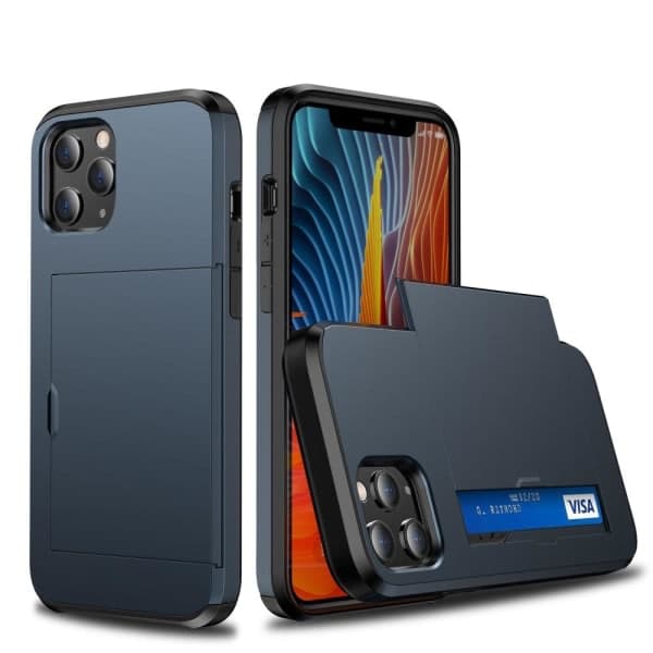 iPhone 12 Mini - Hybriddeksel med kortlomme - Mørk Blå Mørk Blå Mørk Blå