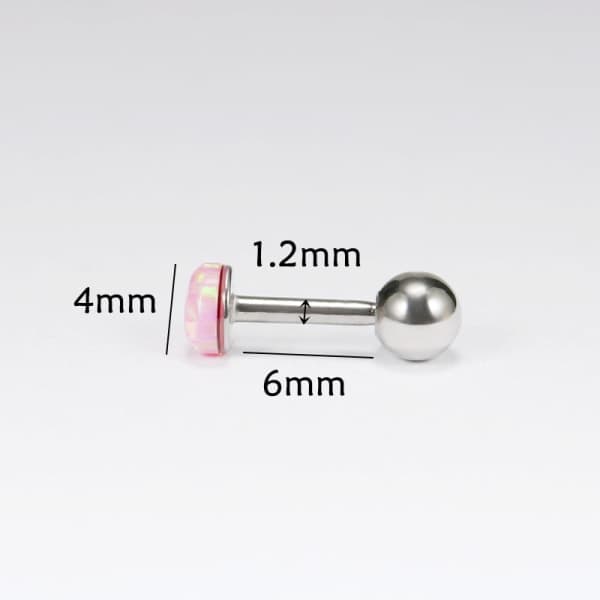 IC 1 stk 4 mm opal titanium stål øreben søm spiral øreringe A3
