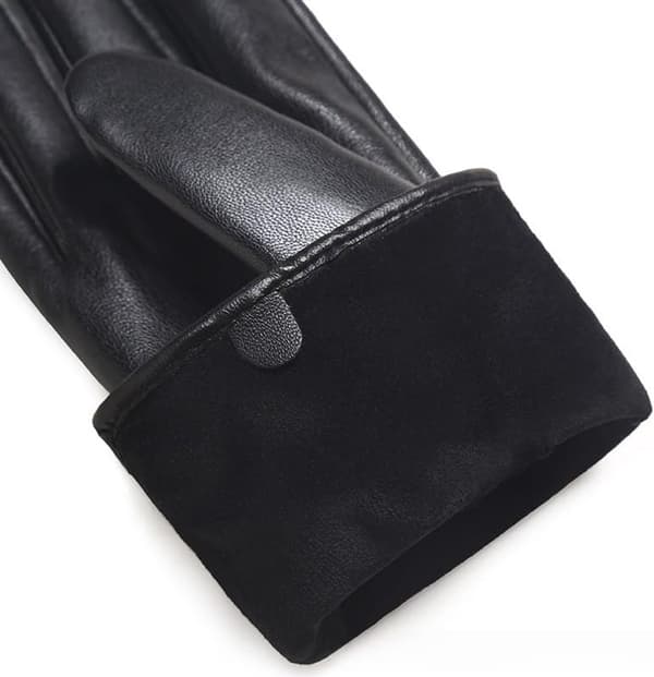 Vinterhandsker til kvinder i syntetisk læder, termiske og vandtætte, elegante til daglig pendling og udendørs aktiviteter, sort