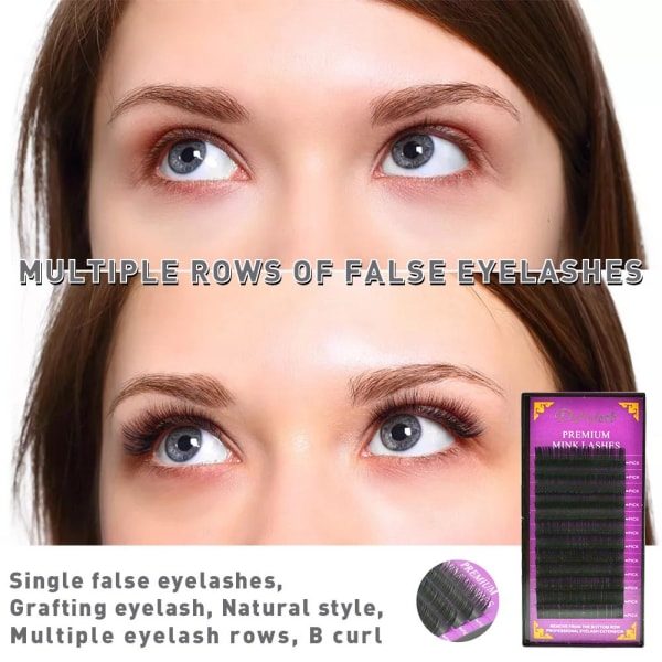 Blandade Mink Individuella Lösögonfransar Fake Lash Semi Perman 11mm 12 rader