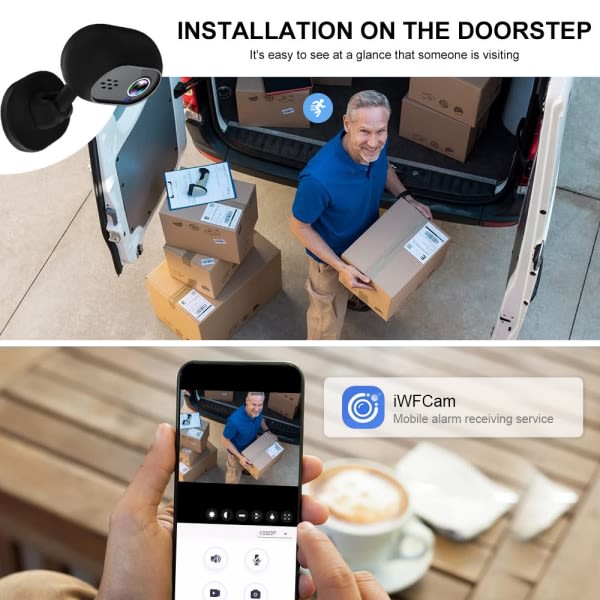 1080P HD Mini WiFi-kamera PIR-bevægelsesdetektion Nat-DVR Hjemmesikkerhed Nanny Cam Medfølgende 64G-kort Hvid