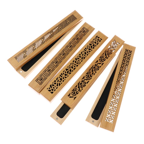 IC Bambu Trä Rökelse Stick Hållare Burning Hollow Insence Box Cat