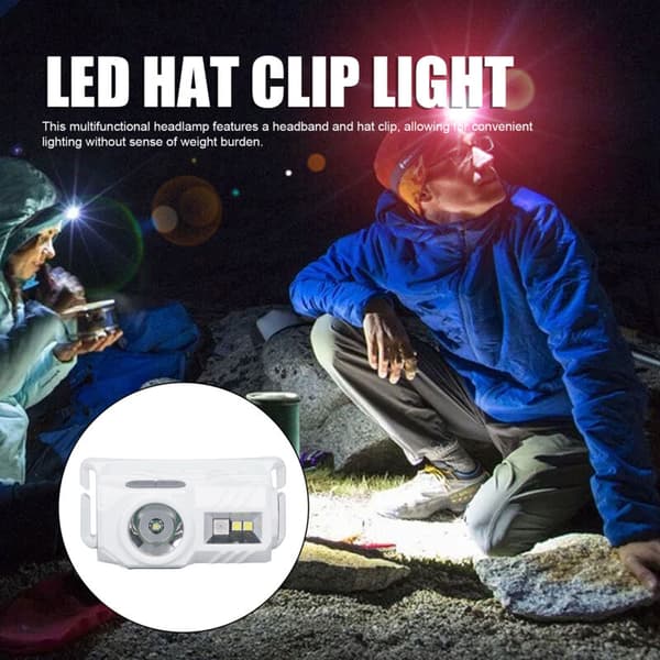 Bevegelsessensor Hodelykt Magnetisk LED Hodelykt med Flere Moduser og Høy Lysstyrke med Hodebånd og Klips for Utendørs Hvit, DUBUNS