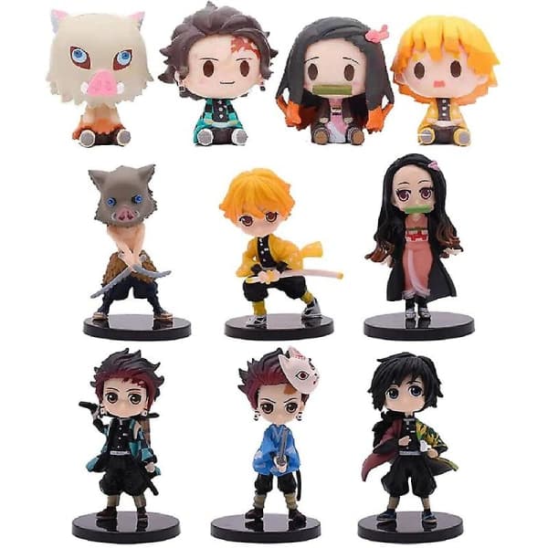 IC 10 stk/ sæt Demon Slayer Sød figur legetøj Anime Pvc actionfigur legetøjs samling til model
