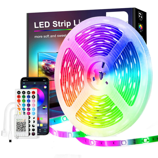 LED-valonauha 15M, PSTAR Bluetooth LED-valonauha RGB 24V IR-kaukosäätimellä App-ohjattava musiikkitila EU EU