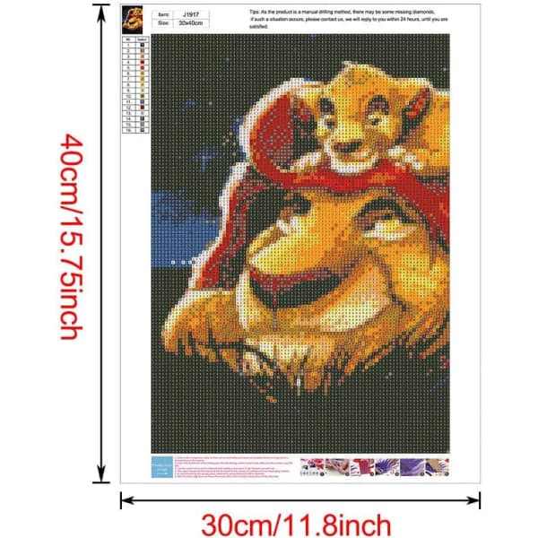 IC 5D Diamantmaleri Full Drill, 12\"X16\" Løvenes Konge Simba DIY