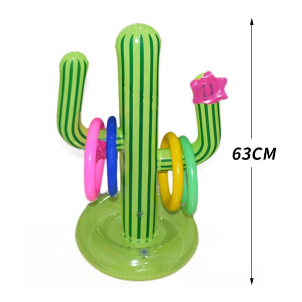 IC Oppblåsbar kaktus ringkastning Game Set Target Toss Flytande simringkastning Inkluderer oppblåsbar kaktus, 4 farger