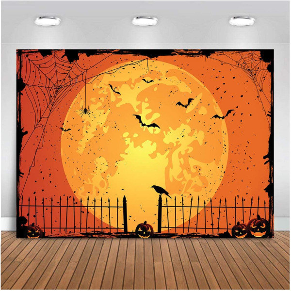 IC Happy Halloween Fotobakgrund 5x3ft före jul Jack O'Lantern Pumpa Lykta Orange Natt Spindelnät Kyrkogårdsstaket Barn Födelsedag Vinyl