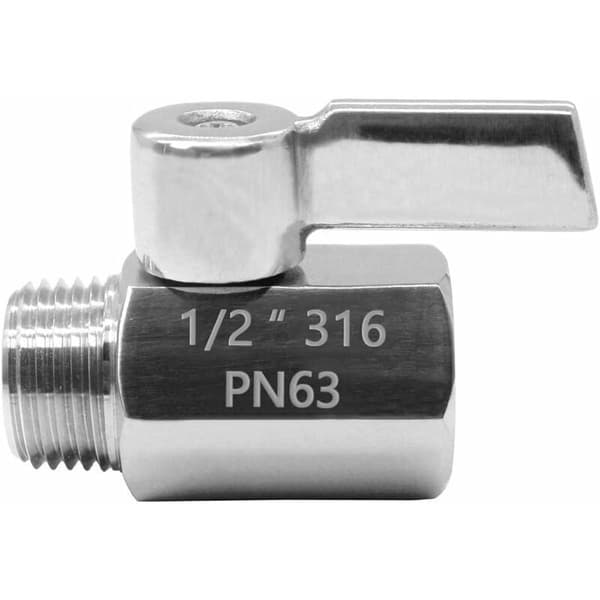 Mini kuleventil i rustfritt stål (316) 1/2\" NPT hann x NPT hunn mini avstengningsventil (1 stk)