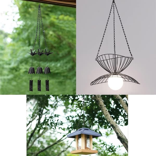 3 - stykker - 58 - cm - kædekombinationer: - blomsterkurv - blomsterpotter - passende - lanterner - fuglefoderautomater - Sort