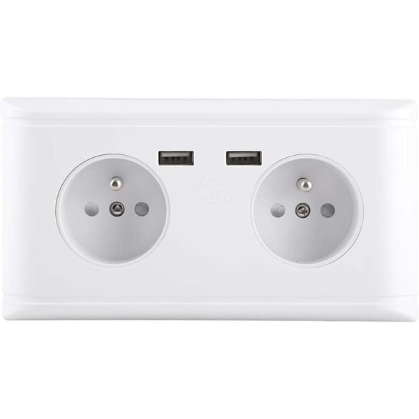 Multifunktionellt USB-uttag EU-kontakt Vägguttag med dubbla USB-portar för telefonladdning 250V