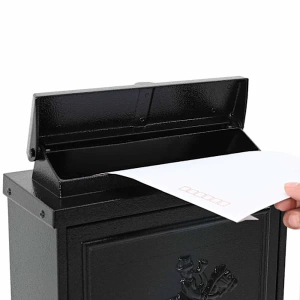 Vægmonteret postkasse sort 29 x 13 x 41 cm støbt aluminium