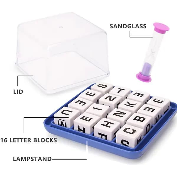 Boggle Word Link -noppapeli, 3 minuutin sanahakupeli, aivojumppalautapeli lapsille ja perheille lomaviihteeksi