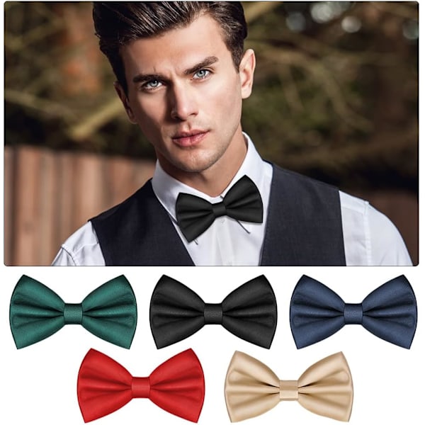 Herrar Slips, Klassisk Enfärgad Slips Slips för Män, Satin Smoking Slips, Justerbar Formell Slips för Fest, Bröllop Black