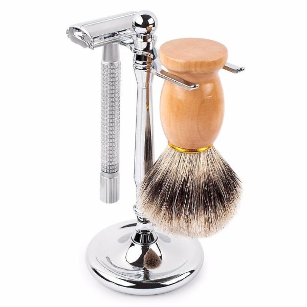 Barberhøvelholder for menn, stativ for barberkost i rustfritt stål 4 Prong