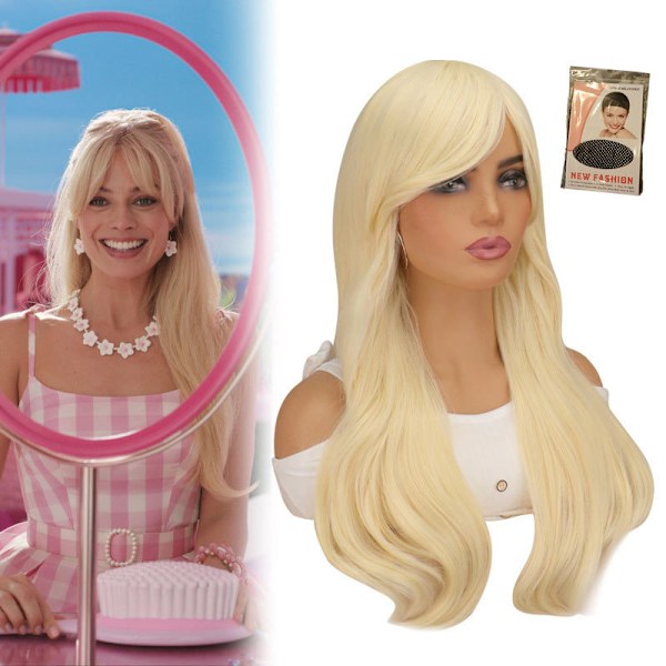 Barbie Cosplay Kostume til Live-Action Film - Strand Halloween Rollespil Kostume - Barbie Pink Ternet Skørt Fake hair 100 cm