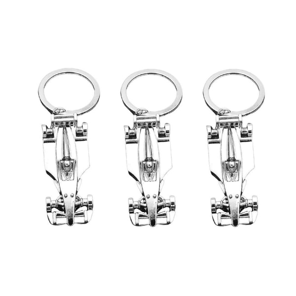 3 stk metall nøkkelring Formel 1 bil sjarm racing gaver morsomme nøkkelringer (6.3 * 2.4cm, sølv) IC
