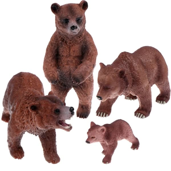 IC Grizzly Bear -lelufiguurit, metsäeläinten perheen figuurit