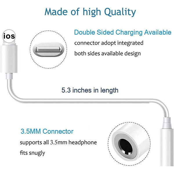 IC Kuulokkeiden sovitin iPhonelle 3,5 mm liitäntään, lisäää äänenlaadun lisävarusteita, kuulokkeiden jakaja, plug and play -sovitin tukee kaikkia iOS-järjestelmiä.